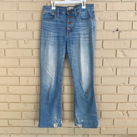 Madewell Jeans Women's 27 Blue Cali Demi-Boot Crop Flare Button Fly Comfort - Picture 2 of 11